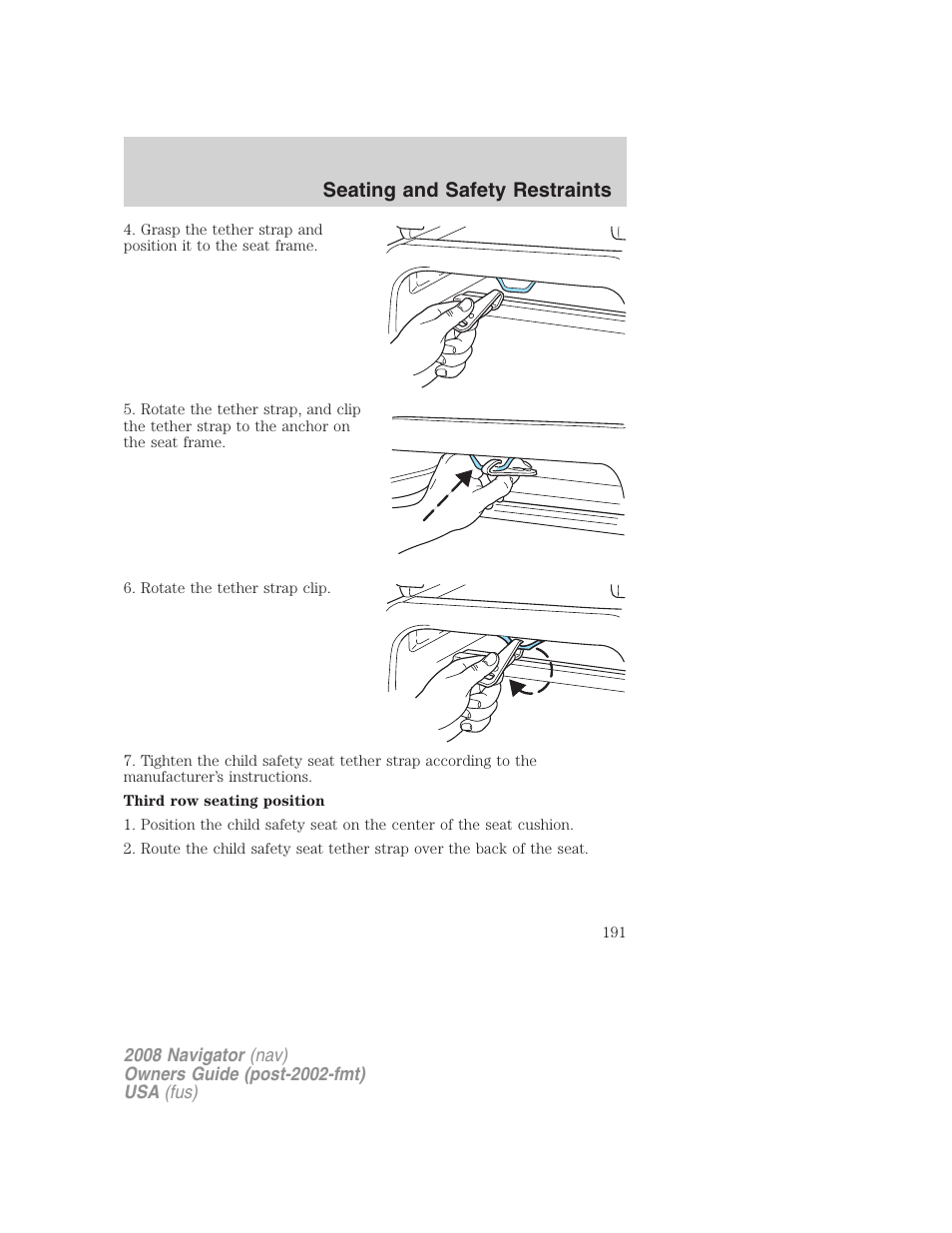 Seating and safety restraints | Lincoln 2008 Navigator User Manual | Page 589 / 750