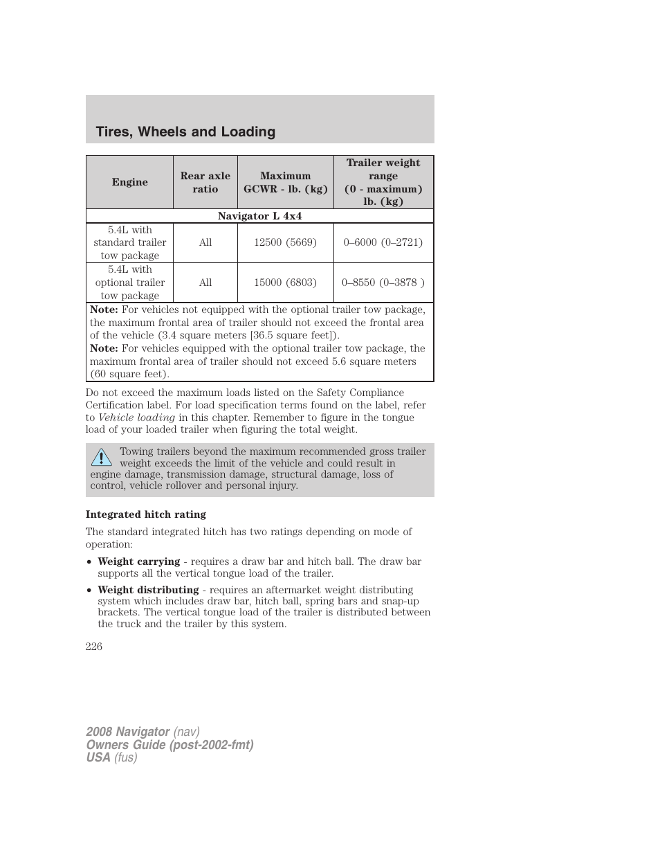 Tires, wheels and loading | Lincoln 2008 Navigator User Manual | Page 624 / 750