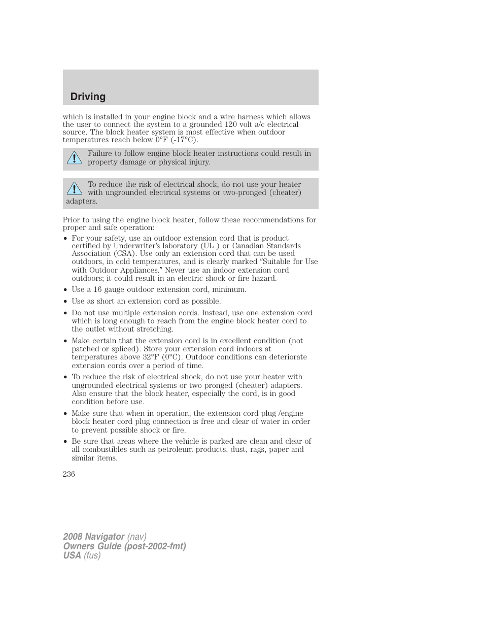 Driving | Lincoln 2008 Navigator User Manual | Page 634 / 750
