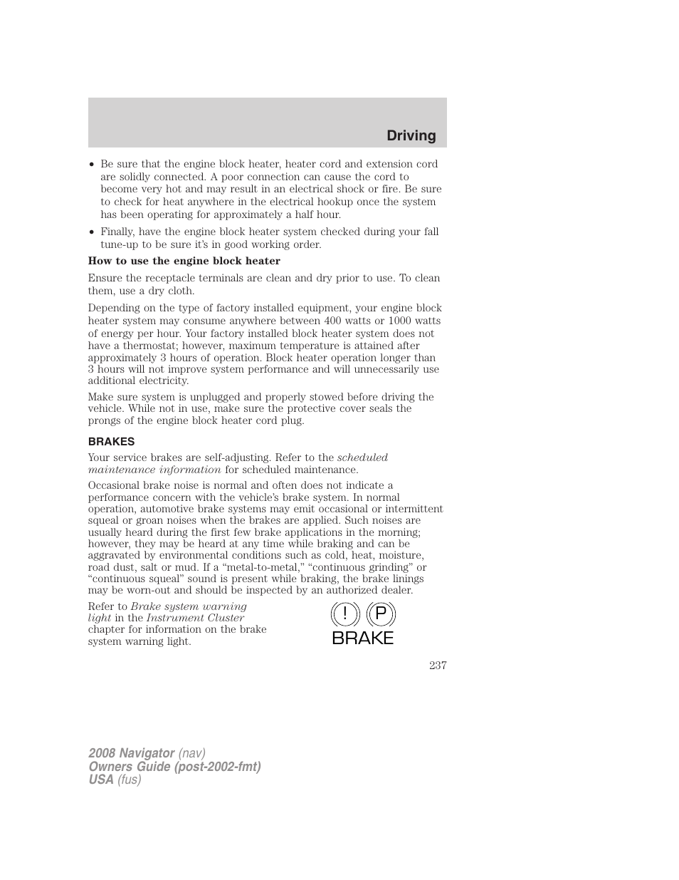 Brakes, P! brake | Lincoln 2008 Navigator User Manual | Page 635 / 750