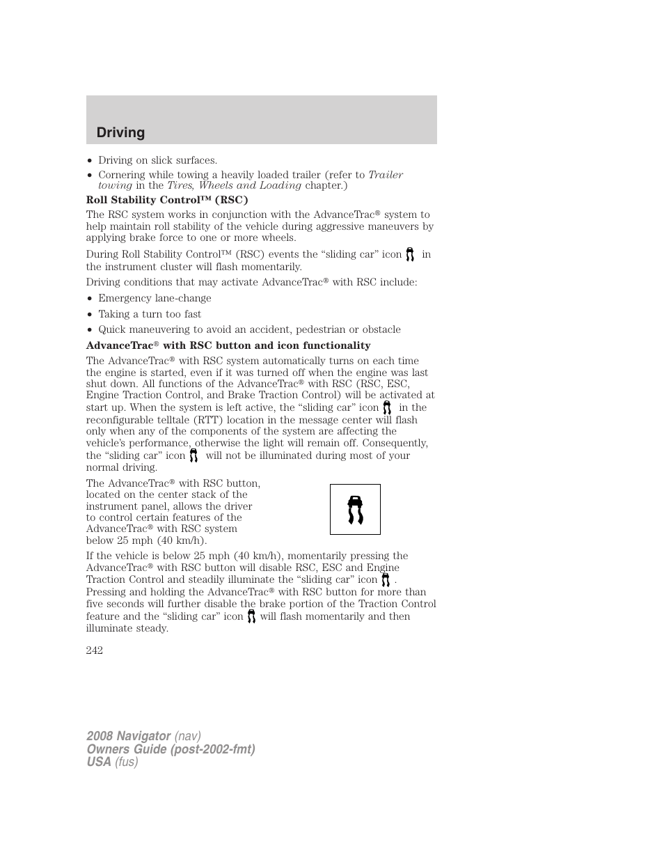 Driving | Lincoln 2008 Navigator User Manual | Page 640 / 750