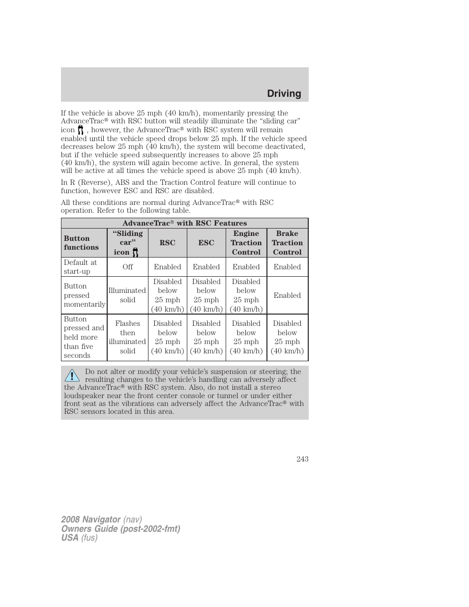 Driving | Lincoln 2008 Navigator User Manual | Page 641 / 750
