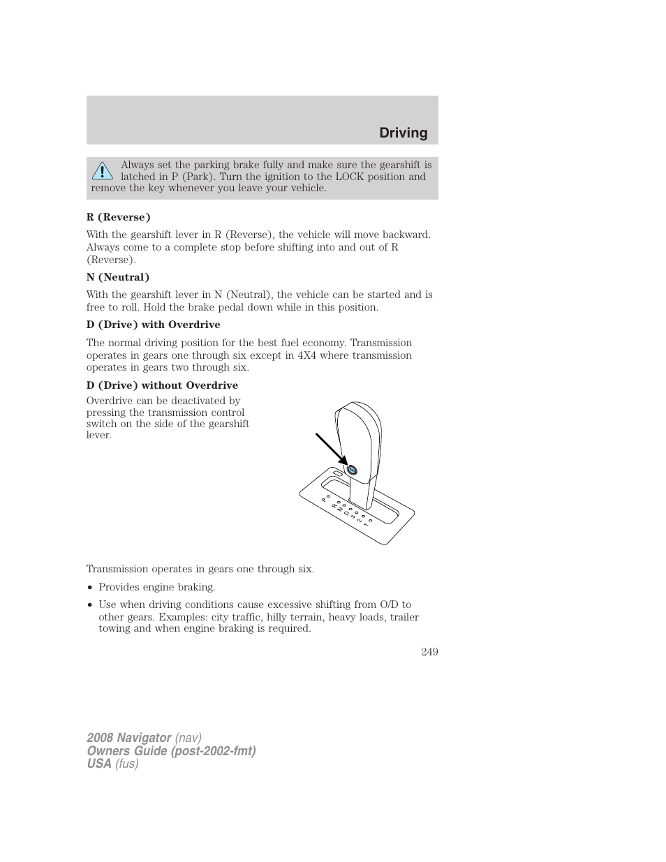 Driving | Lincoln 2008 Navigator User Manual | Page 647 / 750