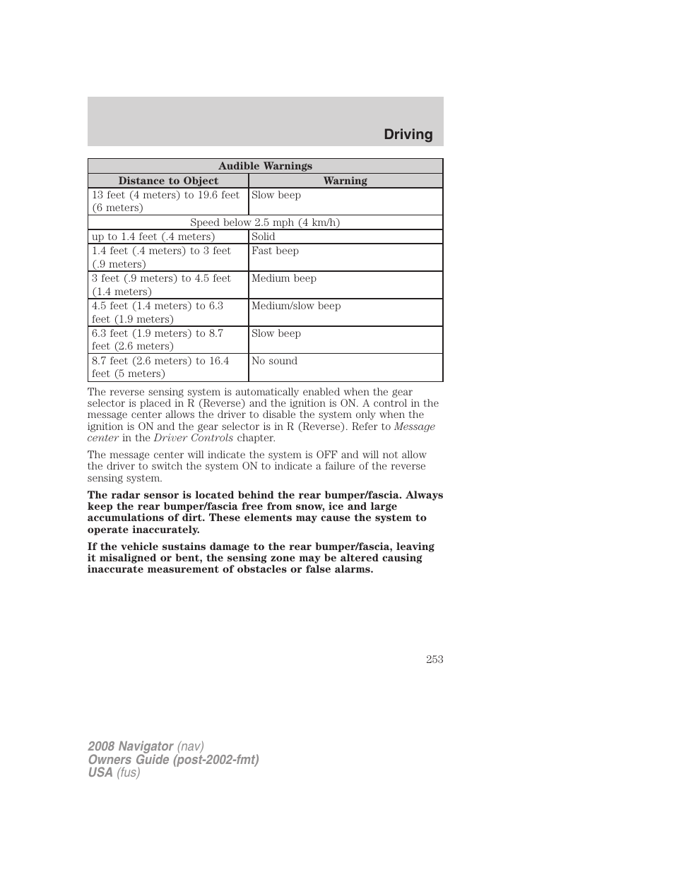 Driving | Lincoln 2008 Navigator User Manual | Page 651 / 750