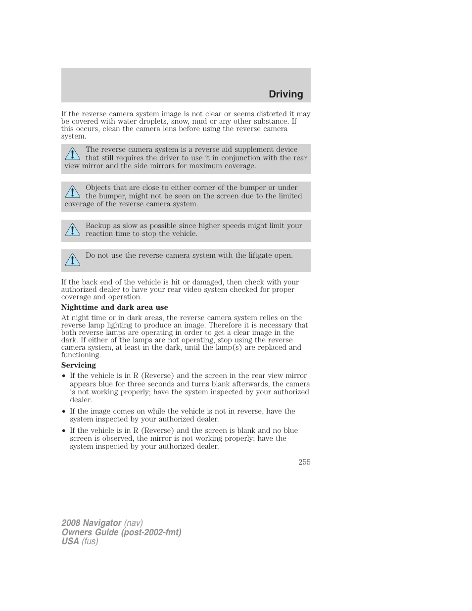 Driving | Lincoln 2008 Navigator User Manual | Page 653 / 750