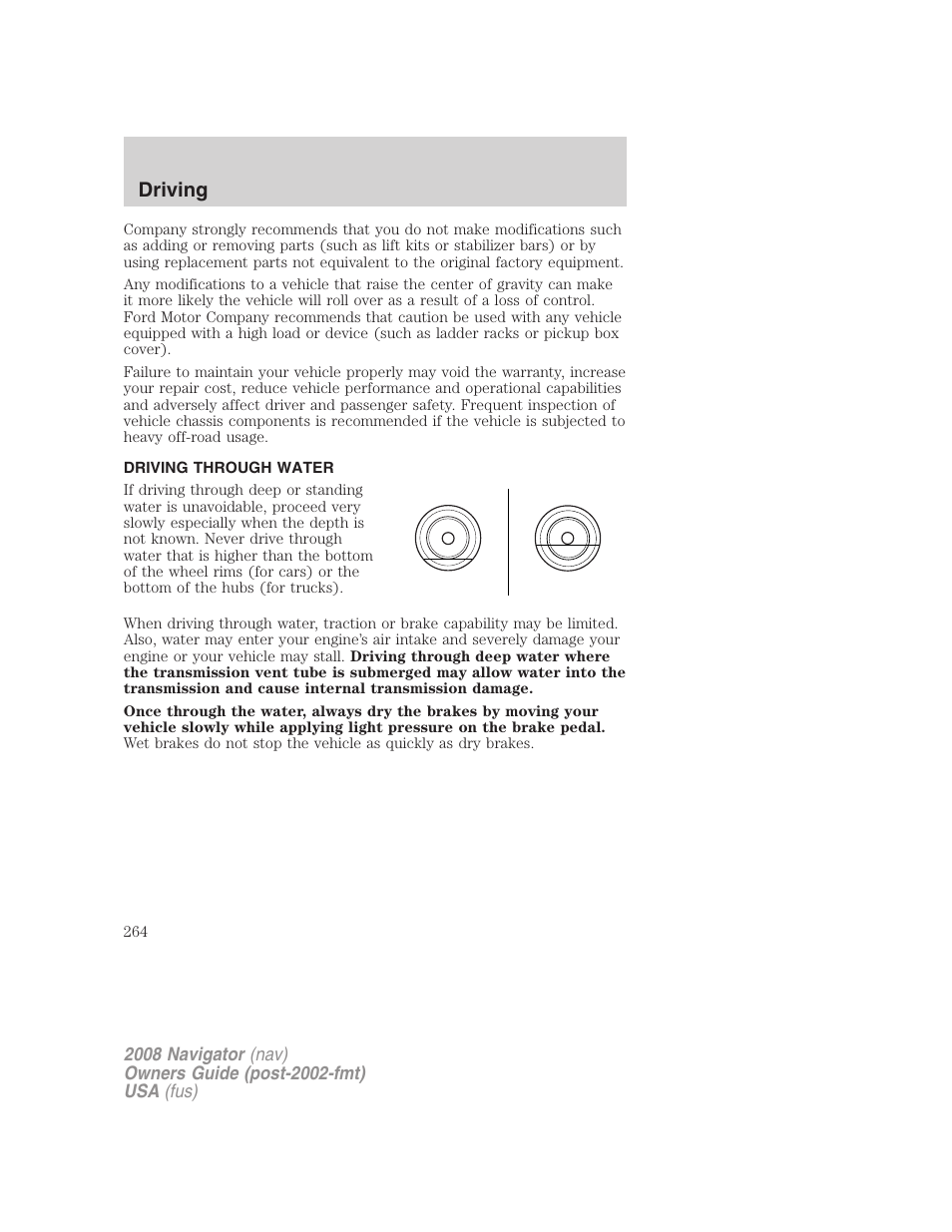 Driving through water, Driving | Lincoln 2008 Navigator User Manual | Page 662 / 750