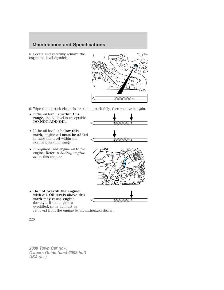 Maintenance and specifications | Lincoln 2008 Town Car User Manual | Page 226 / 272