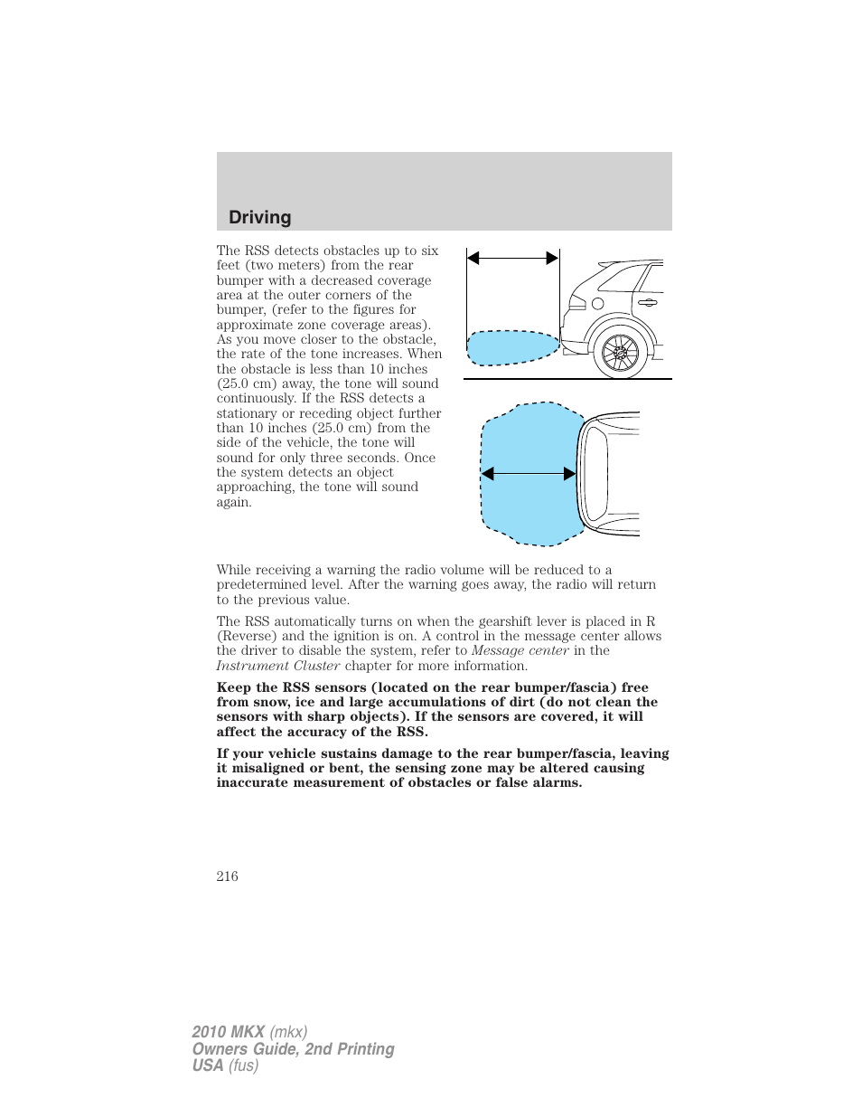 Driving | Lincoln 2010 MKX User Manual | Page 216 / 311