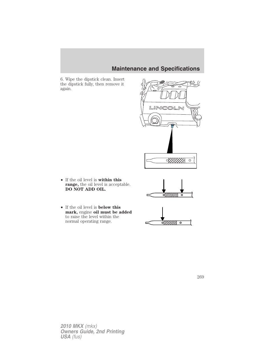 Maintenance and specifications | Lincoln 2010 MKX User Manual | Page 269 / 311