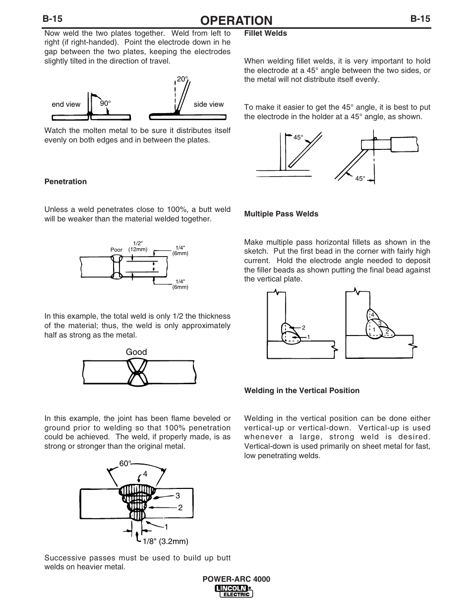 Operation, B-15 | Lincoln POWER-ARC 4000 User Manual | Page 30 / 52