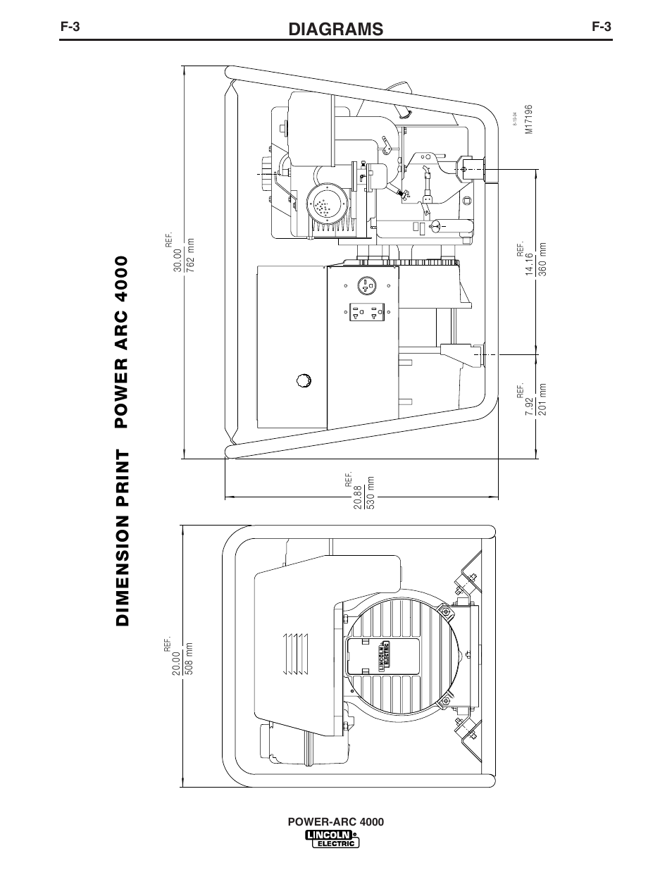Diagrams, Power arc 4000 dimension print, Power-arc 4000 | Lincoln POWER-ARC 4000 User Manual | Page 47 / 52