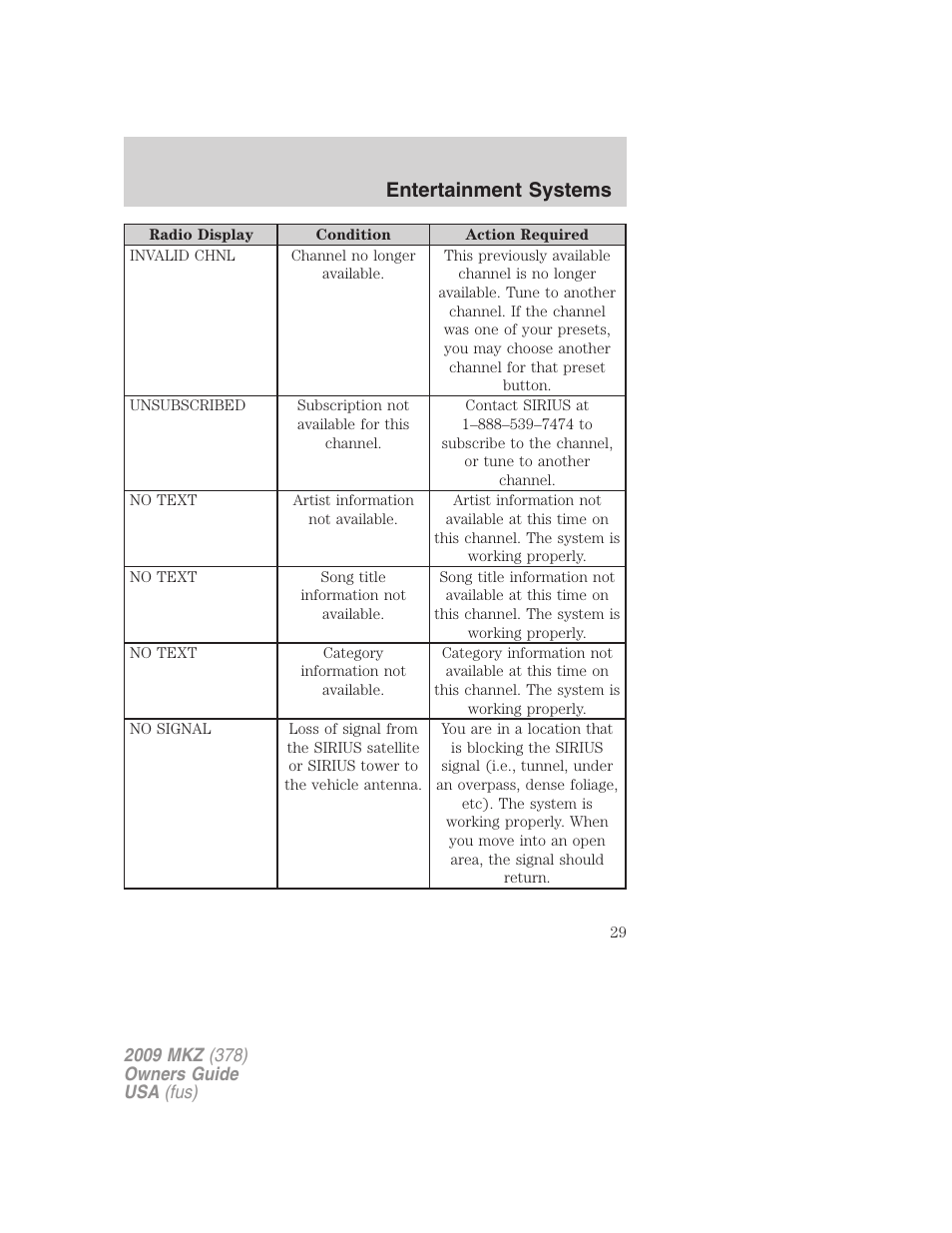 Entertainment systems | Lincoln 2009 MKZ User Manual | Page 29 / 292