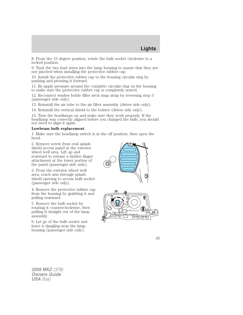 Lights | Lincoln 2009 MKZ User Manual | Page 45 / 292