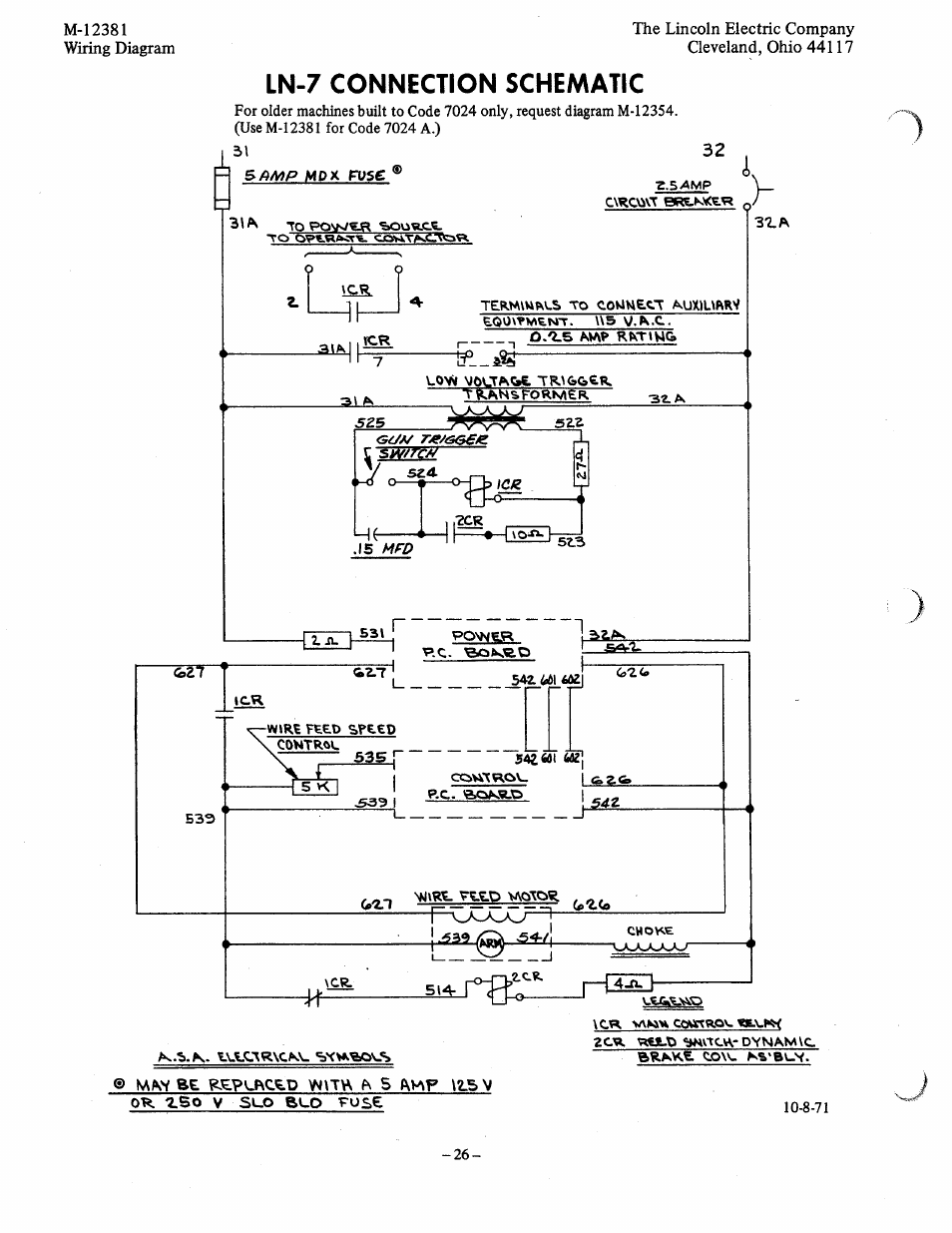 Ln-7 connection schematic | Lincoln LN-7 User Manual | Page 26 / 28