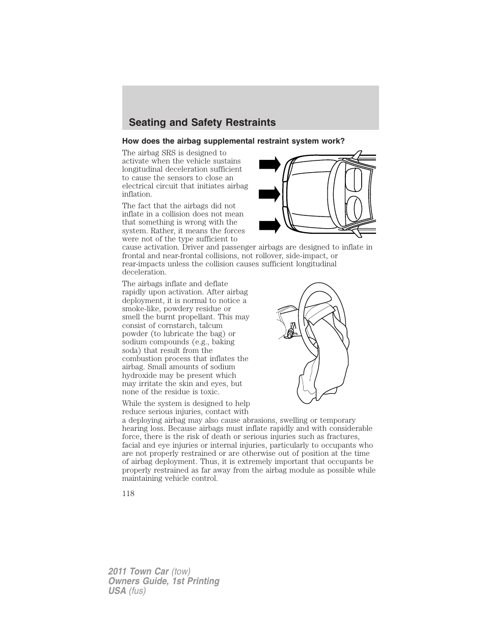 Seating and safety restraints | Lincoln 2011 Town Car User Manual | Page 118 / 308