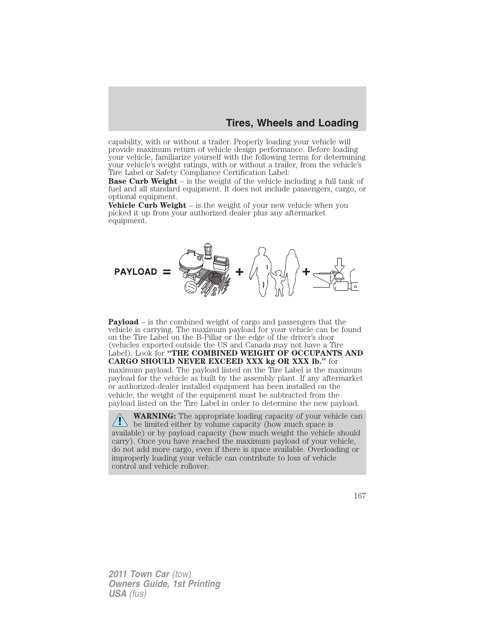 Tires, wheels and loading | Lincoln 2011 Town Car User Manual | Page 167 / 308