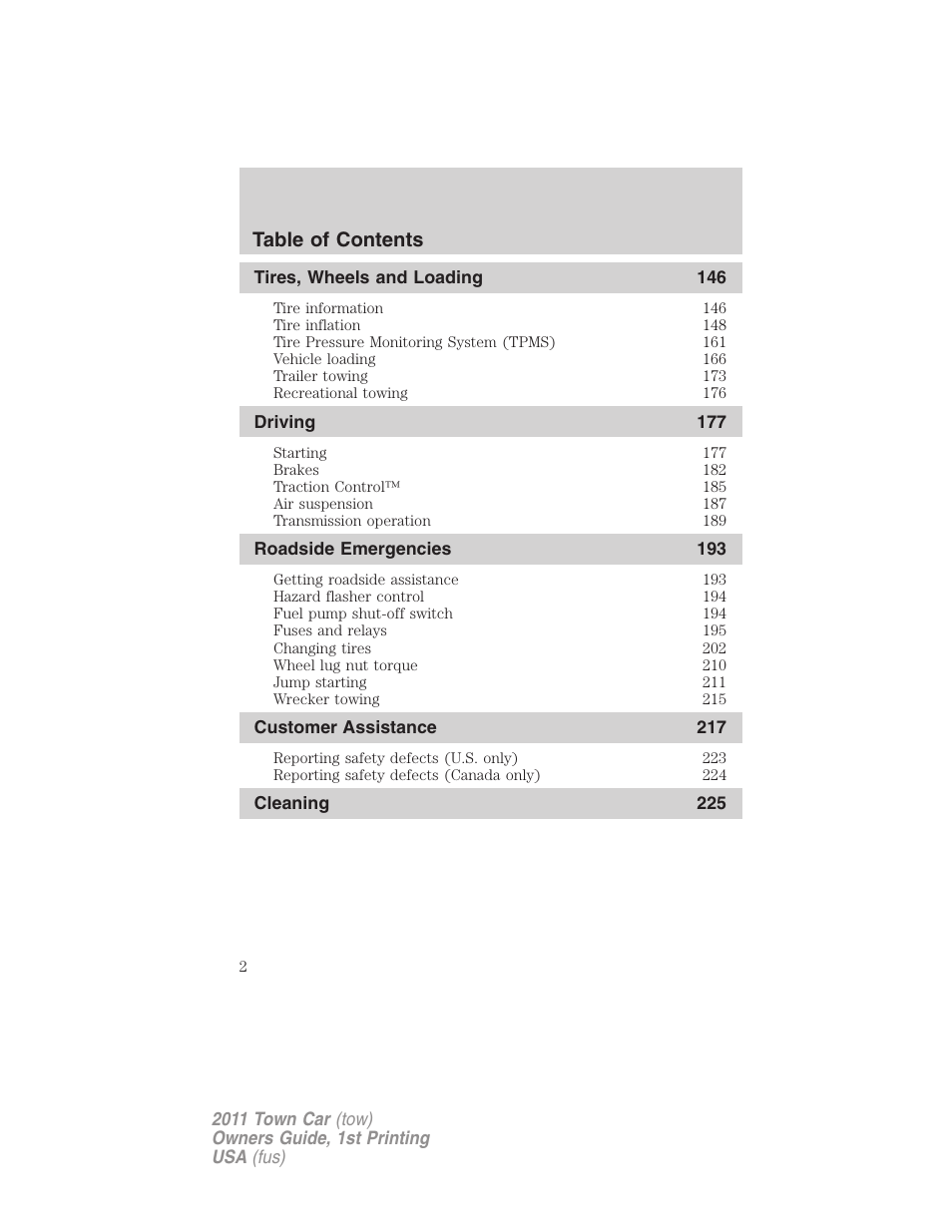 Lincoln 2011 Town Car User Manual | Page 2 / 308