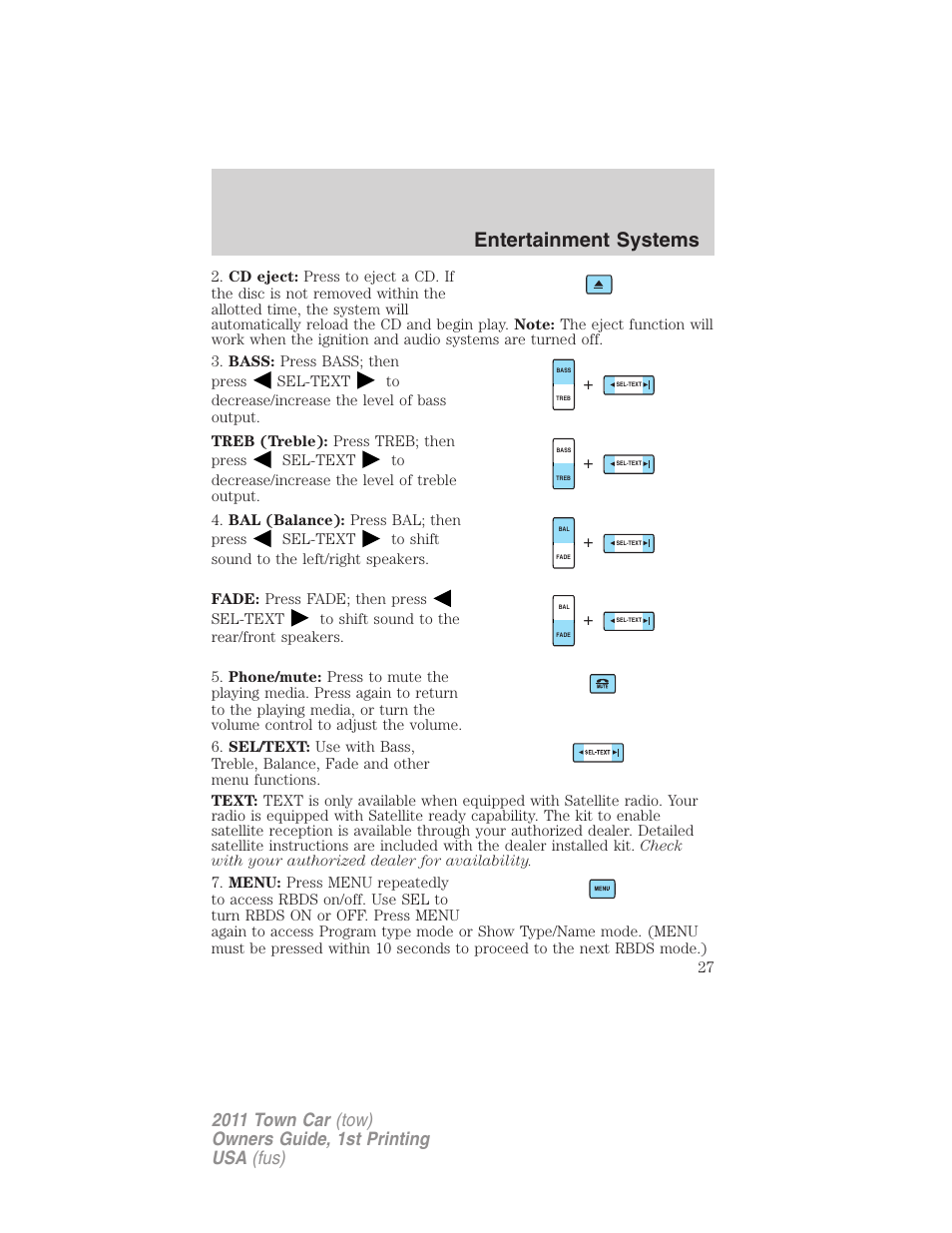 Entertainment systems | Lincoln 2011 Town Car User Manual | Page 27 / 308