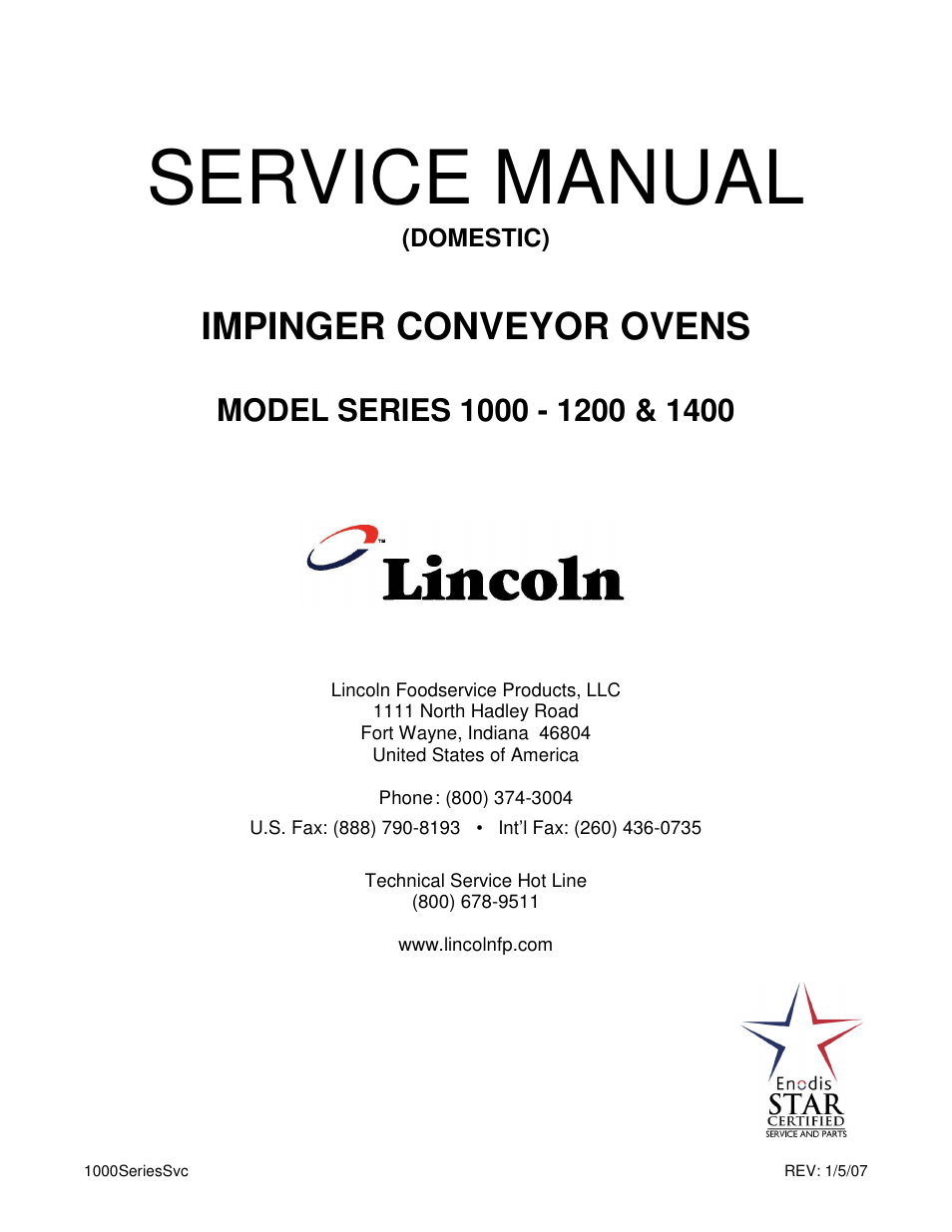Lincoln Impringer Conveyor Oven 1000 User Manual | 92 pages