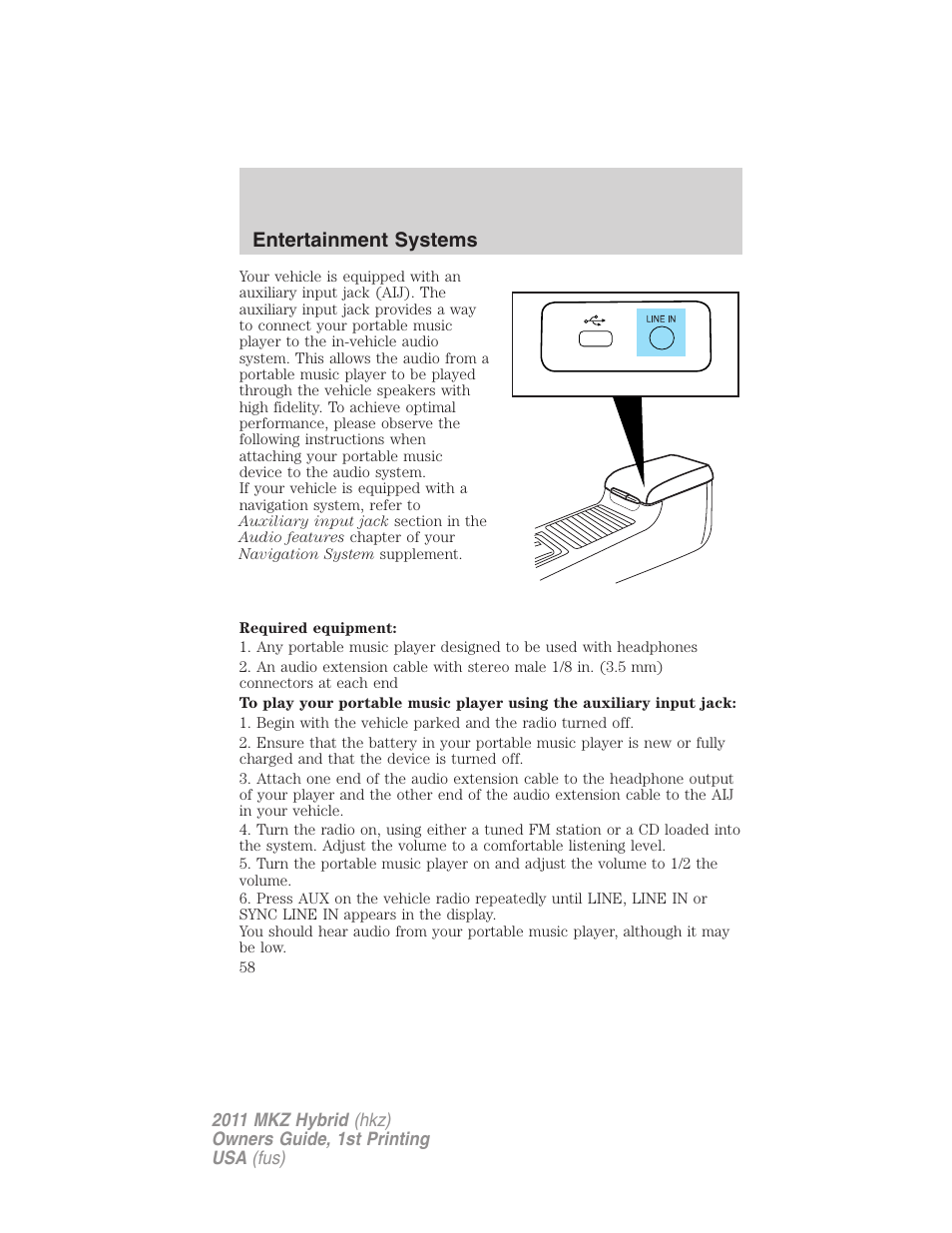 Lincoln 2011 MKZ Hybrid User Manual | Page 58 / 348