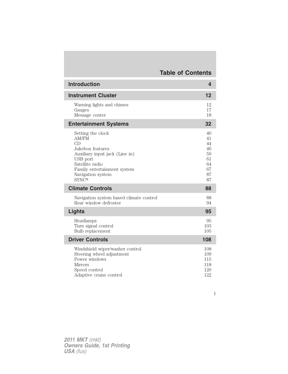 Lincoln 2011 MKT User Manual | 454 pages