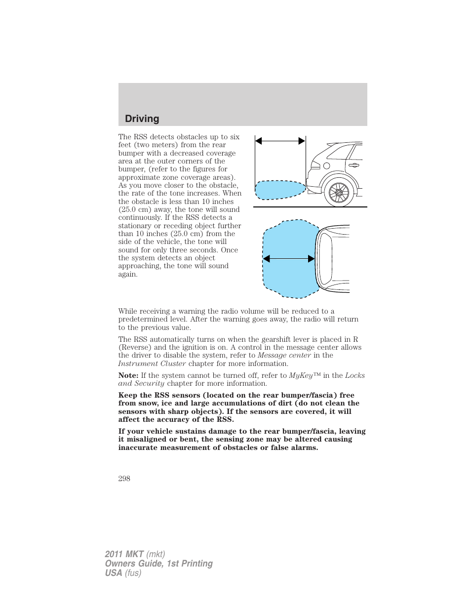 Driving | Lincoln 2011 MKT User Manual | Page 298 / 454