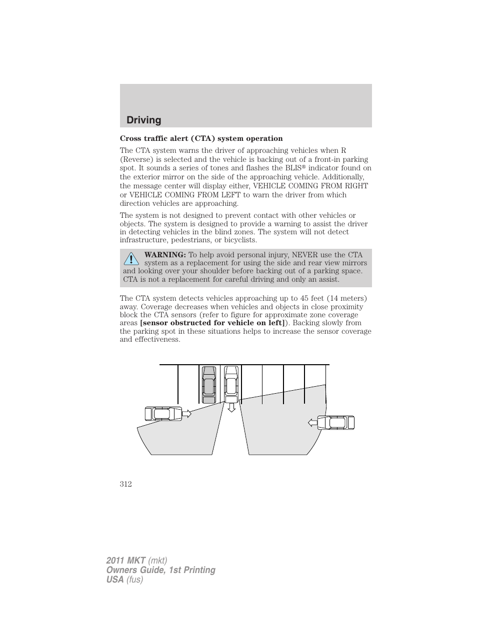 Driving | Lincoln 2011 MKT User Manual | Page 312 / 454