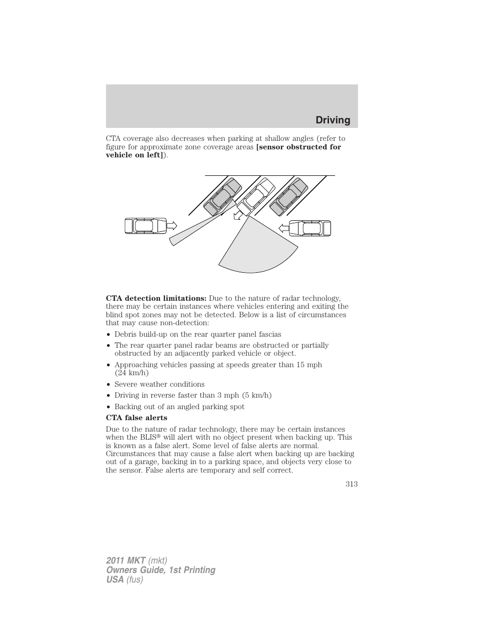 Driving | Lincoln 2011 MKT User Manual | Page 313 / 454