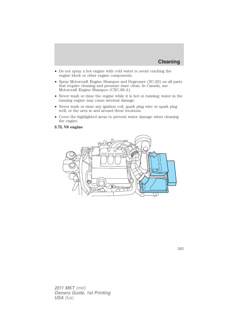 Cleaning | Lincoln 2011 MKT User Manual | Page 365 / 454