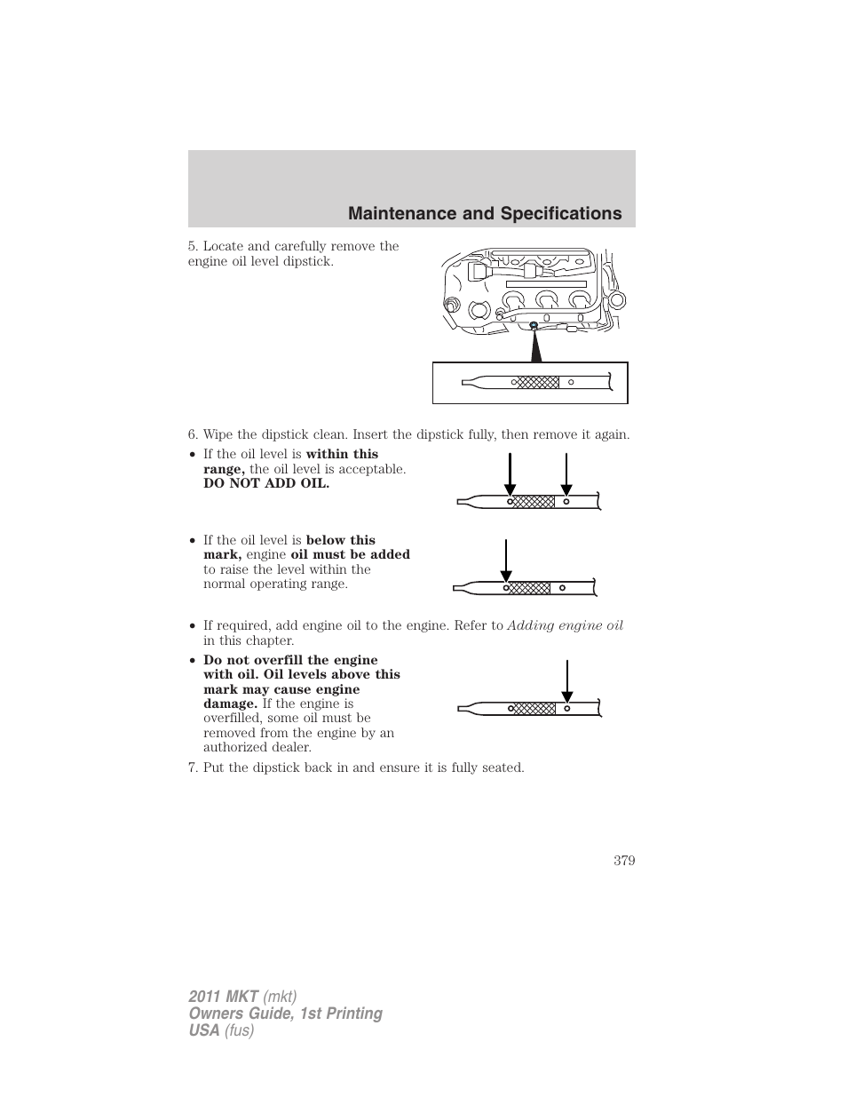 Maintenance and specifications | Lincoln 2011 MKT User Manual | Page 379 / 454