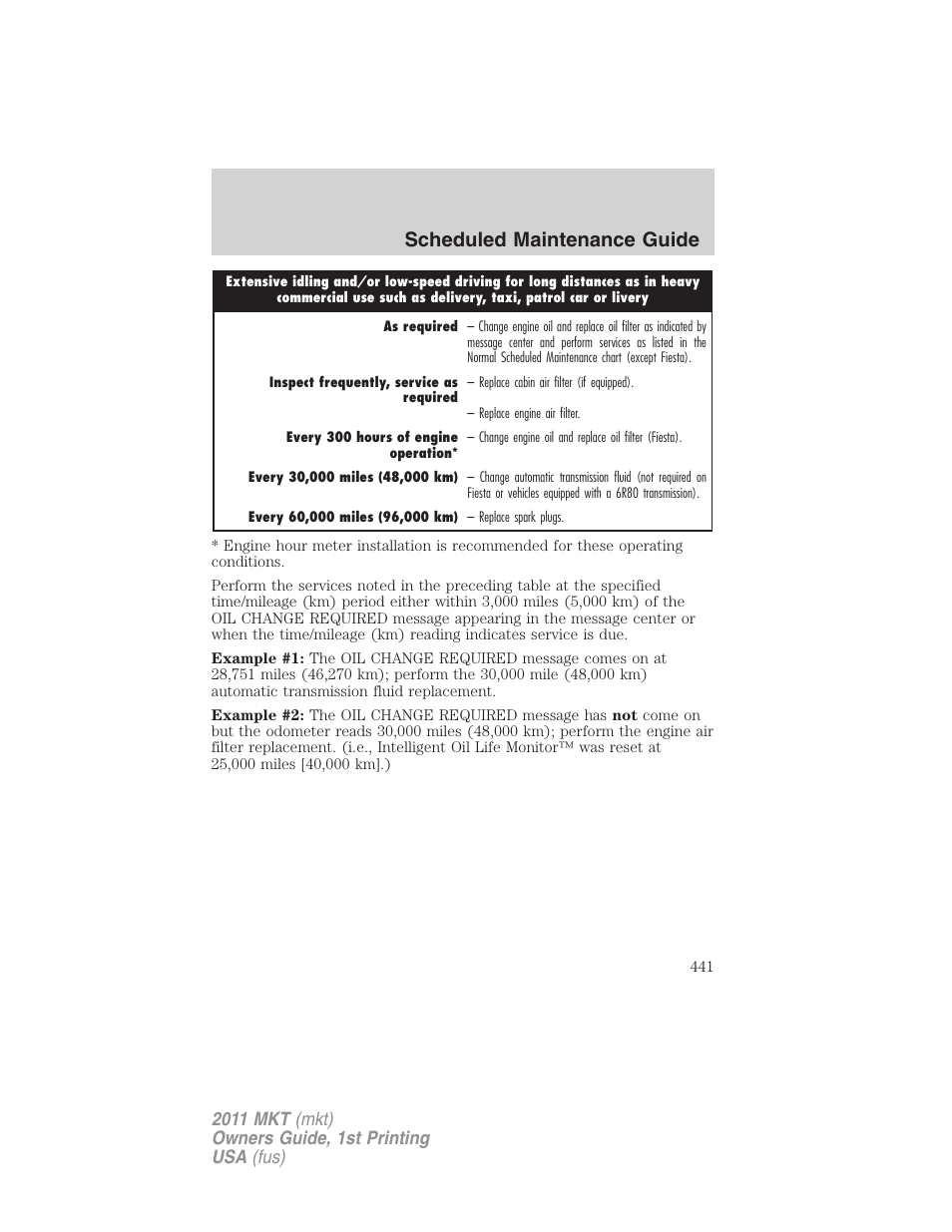 Scheduled maintenance guide | Lincoln 2011 MKT User Manual | Page 441 / 454