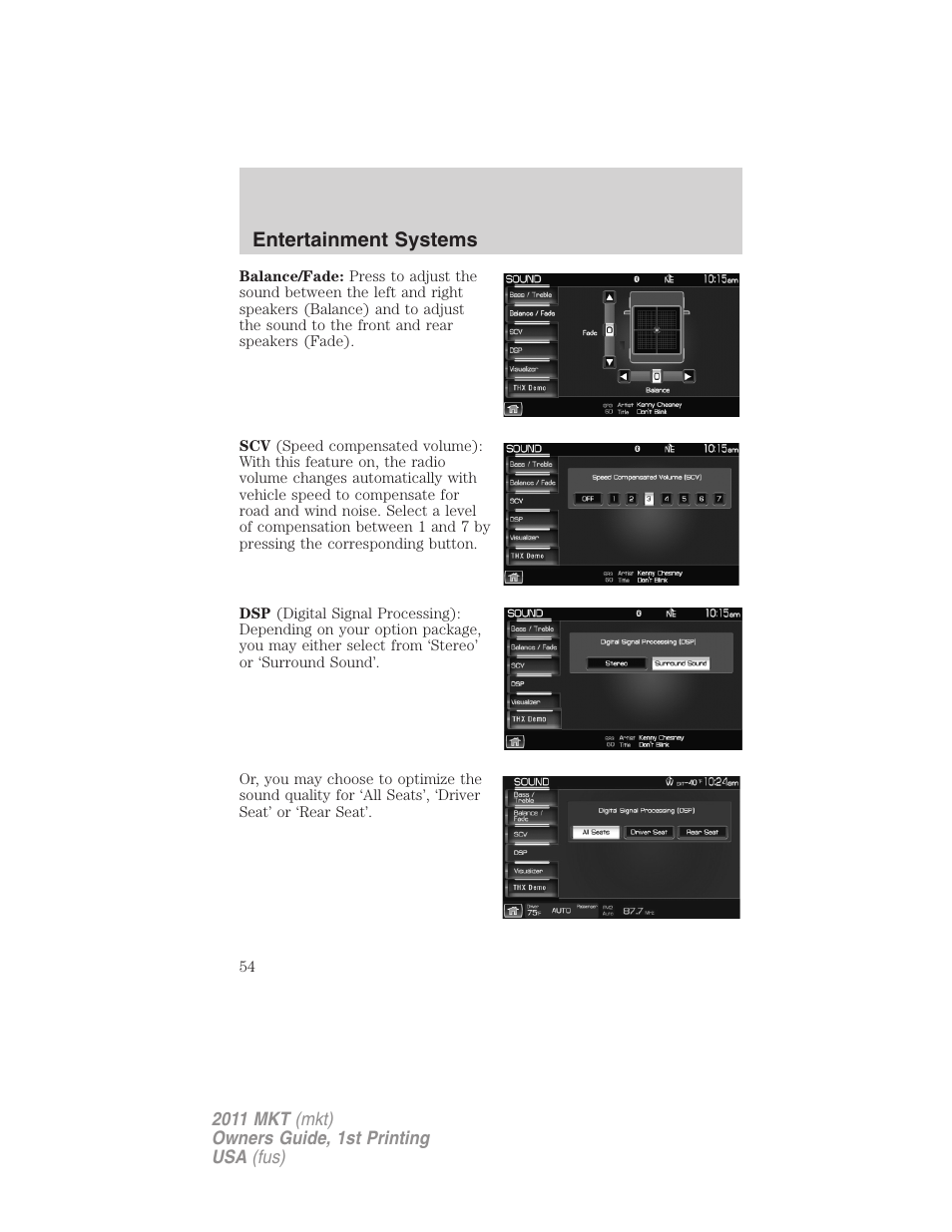 Entertainment systems | Lincoln 2011 MKT User Manual | Page 54 / 454