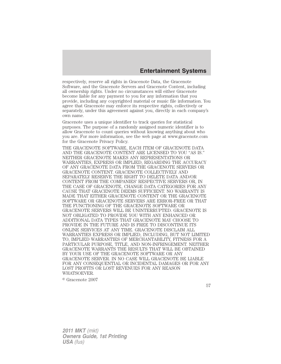 Entertainment systems | Lincoln 2011 MKT User Manual | Page 57 / 454