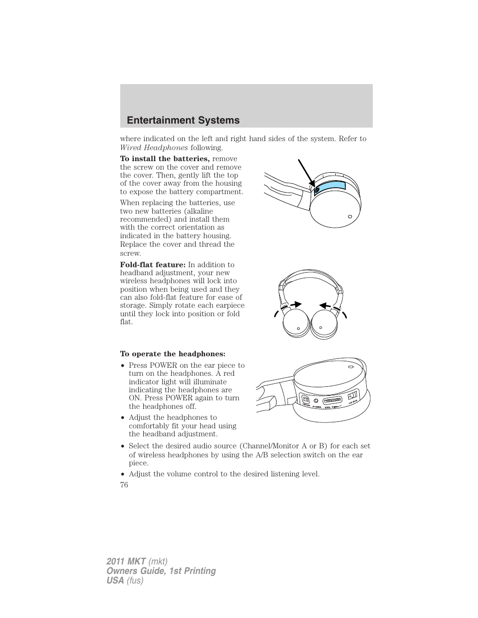 Entertainment systems | Lincoln 2011 MKT User Manual | Page 76 / 454