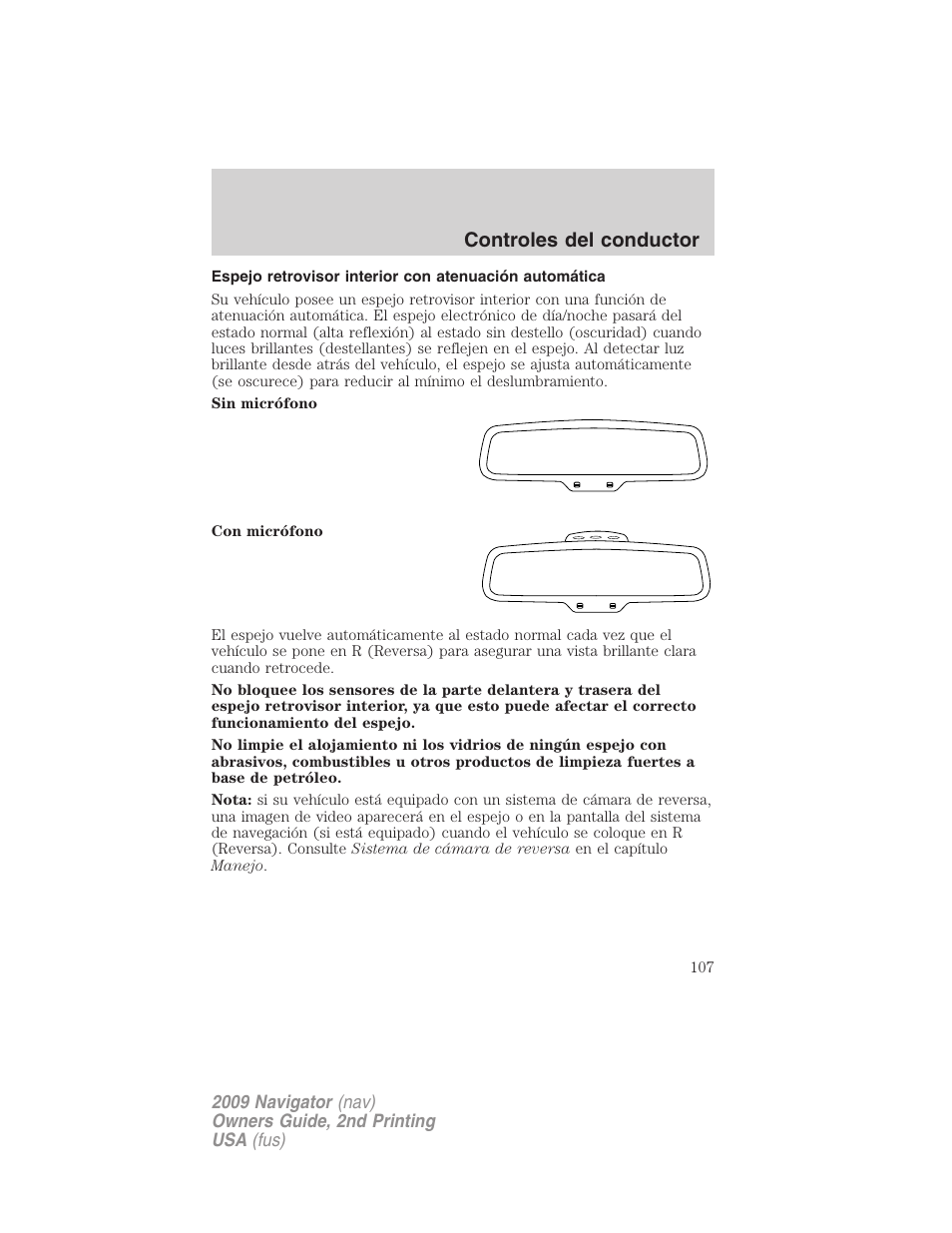 Controles del conductor | Lincoln 2009 Navigator User Manual | Page 107 / 801