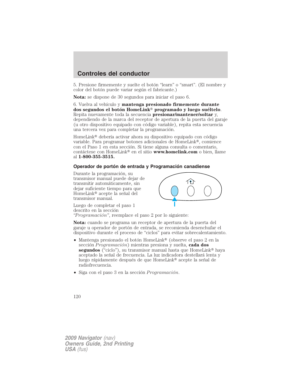 Controles del conductor | Lincoln 2009 Navigator User Manual | Page 120 / 801