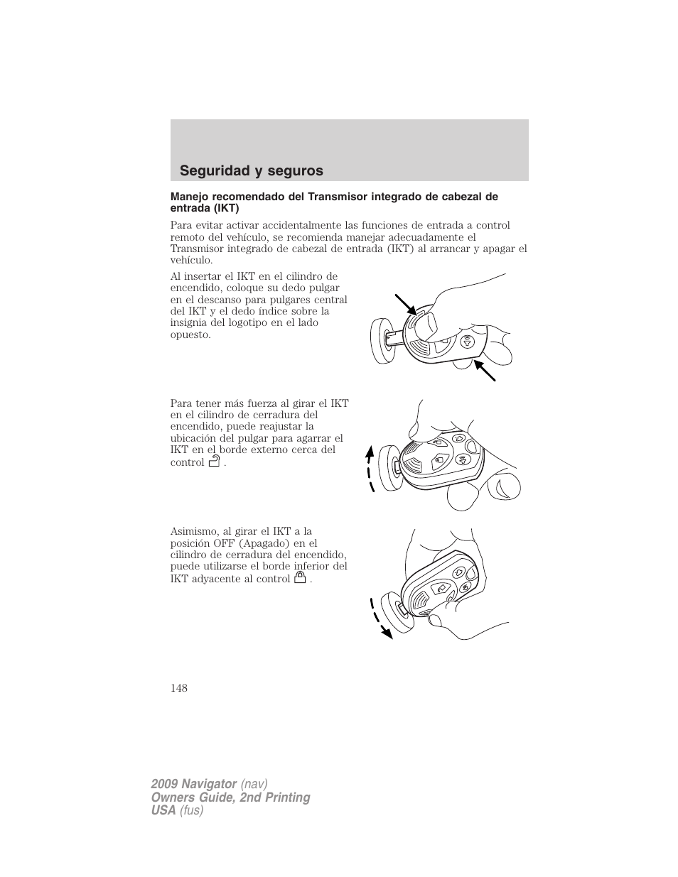 Seguridad y seguros | Lincoln 2009 Navigator User Manual | Page 148 / 801