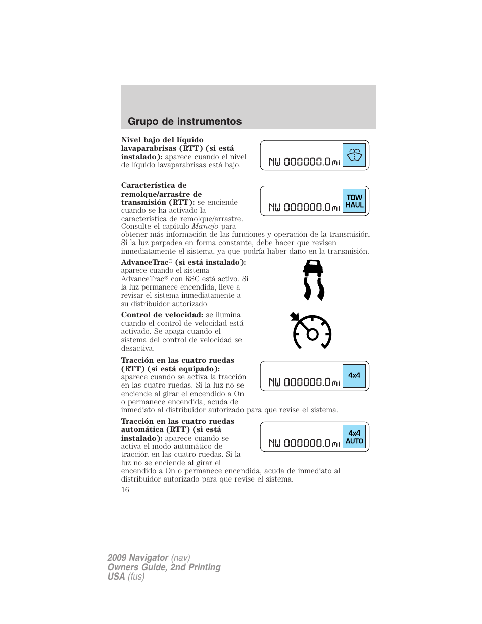 Grupo de instrumentos | Lincoln 2009 Navigator User Manual | Page 16 / 801