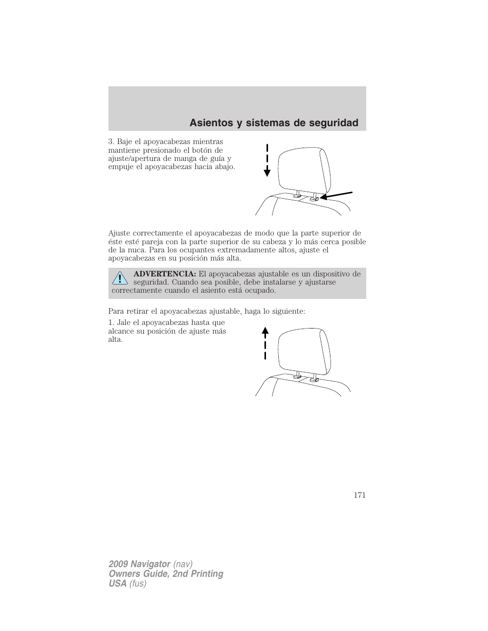 Asientos y sistemas de seguridad | Lincoln 2009 Navigator User Manual | Page 171 / 801