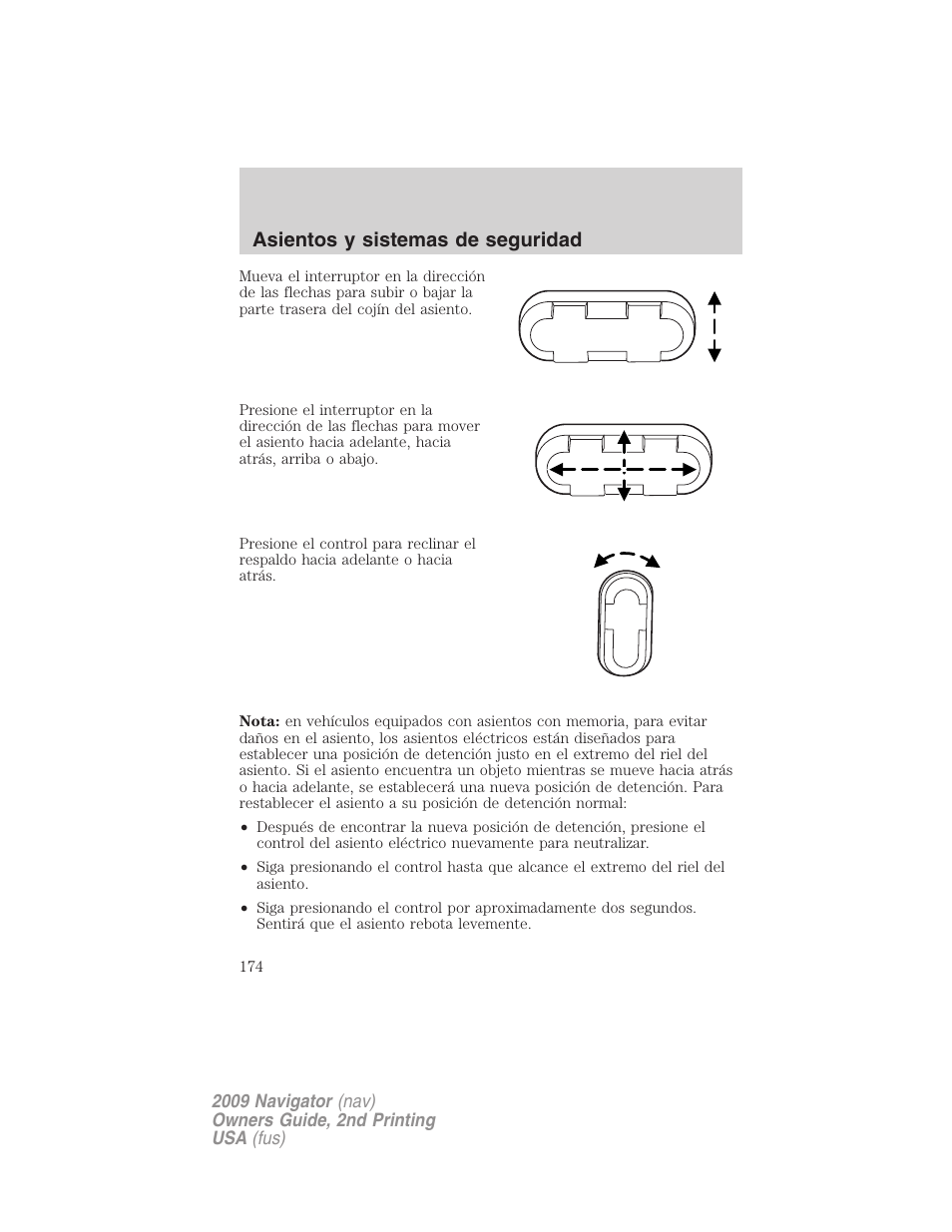 Asientos y sistemas de seguridad | Lincoln 2009 Navigator User Manual | Page 174 / 801