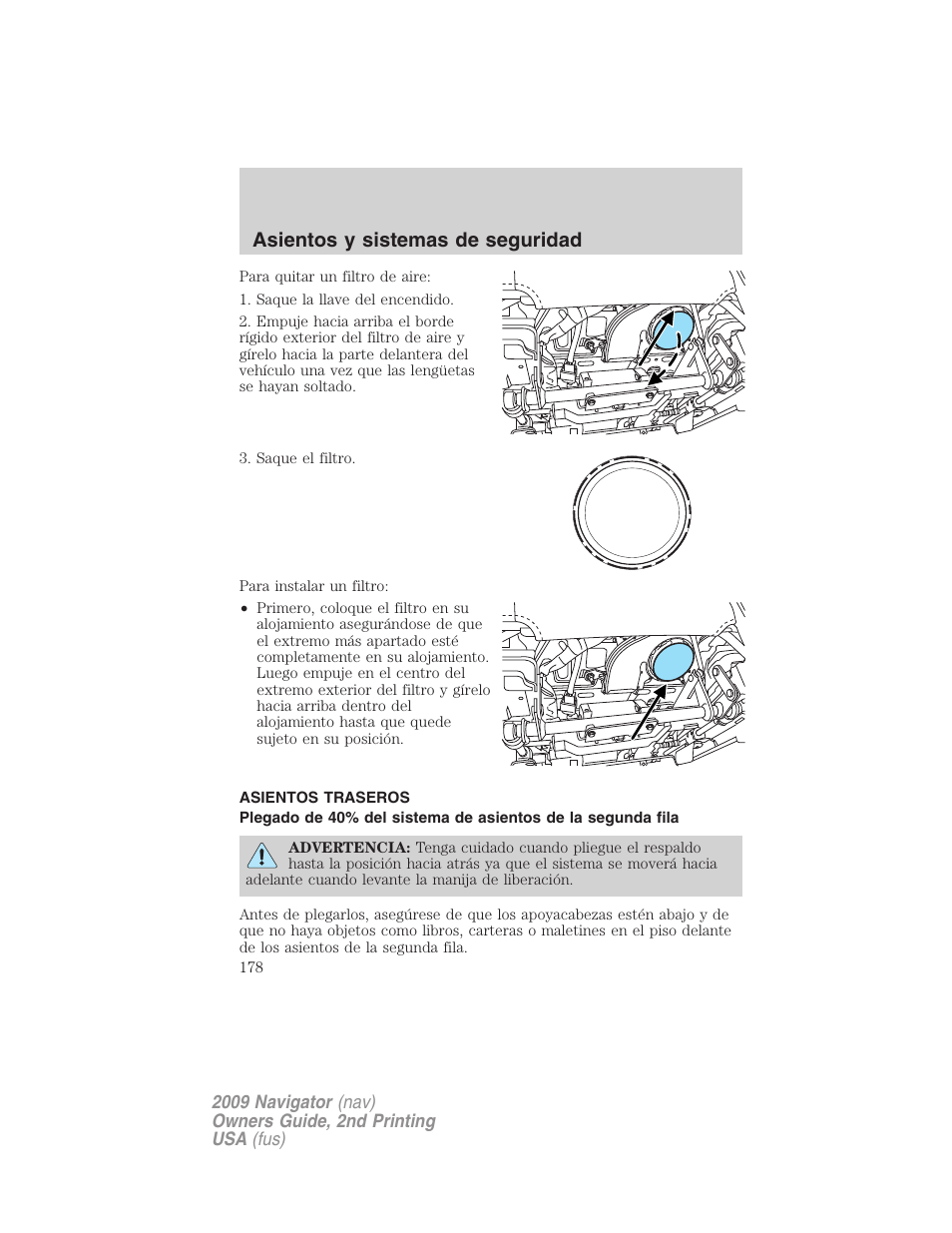 Asientos traseros, Asientos y sistemas de seguridad | Lincoln 2009 Navigator User Manual | Page 178 / 801