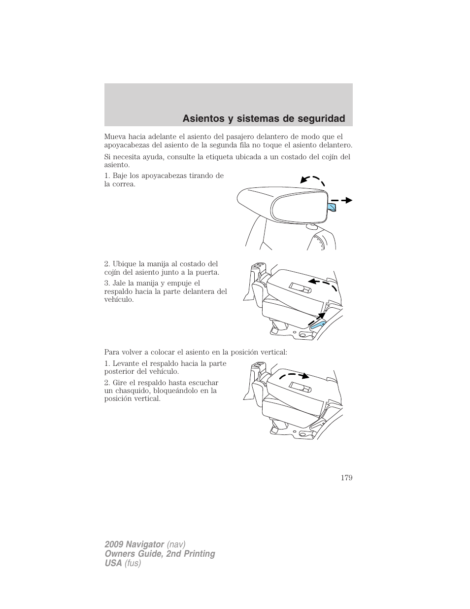 Asientos y sistemas de seguridad | Lincoln 2009 Navigator User Manual | Page 179 / 801