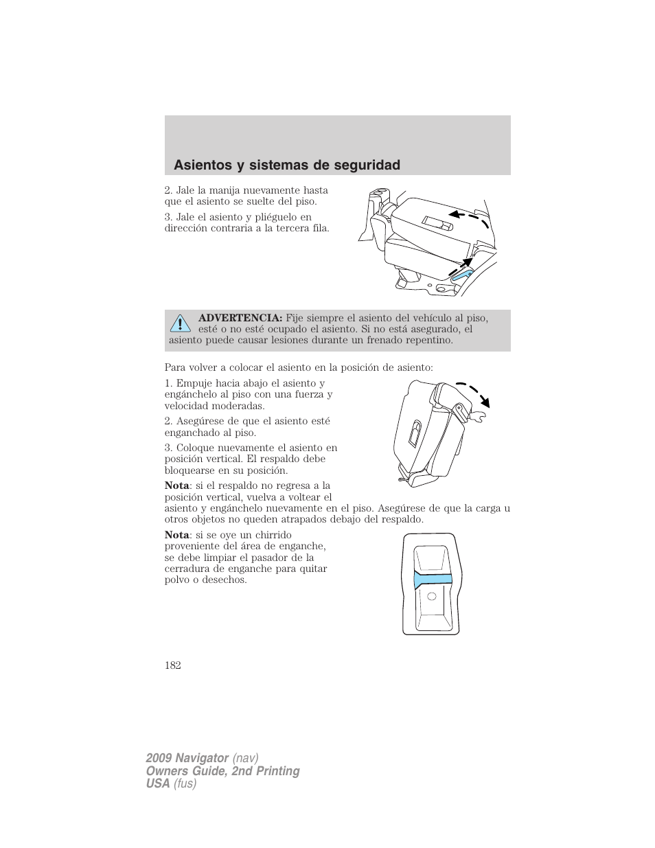 Asientos y sistemas de seguridad | Lincoln 2009 Navigator User Manual | Page 182 / 801