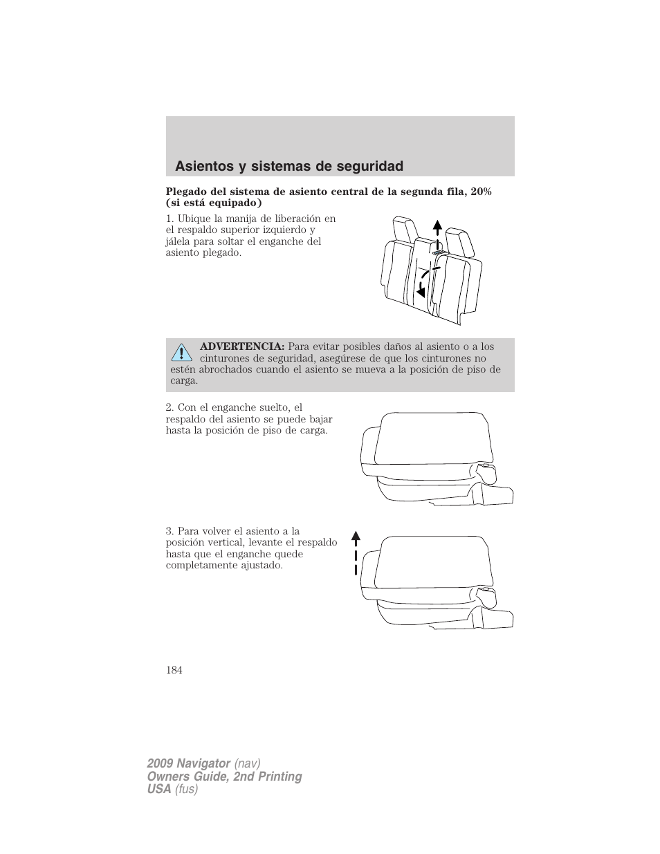 Asientos y sistemas de seguridad | Lincoln 2009 Navigator User Manual | Page 184 / 801