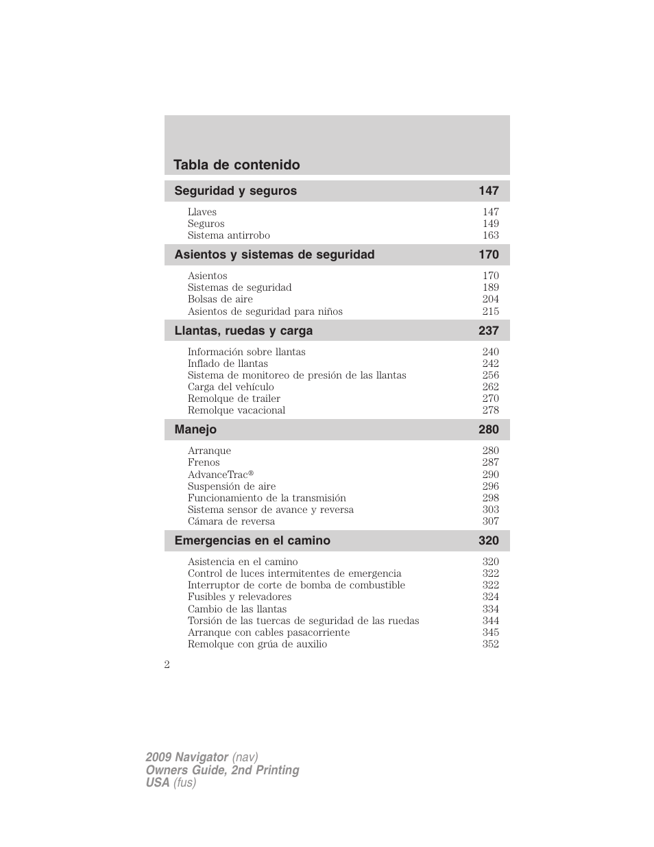 Lincoln 2009 Navigator User Manual | Page 2 / 801