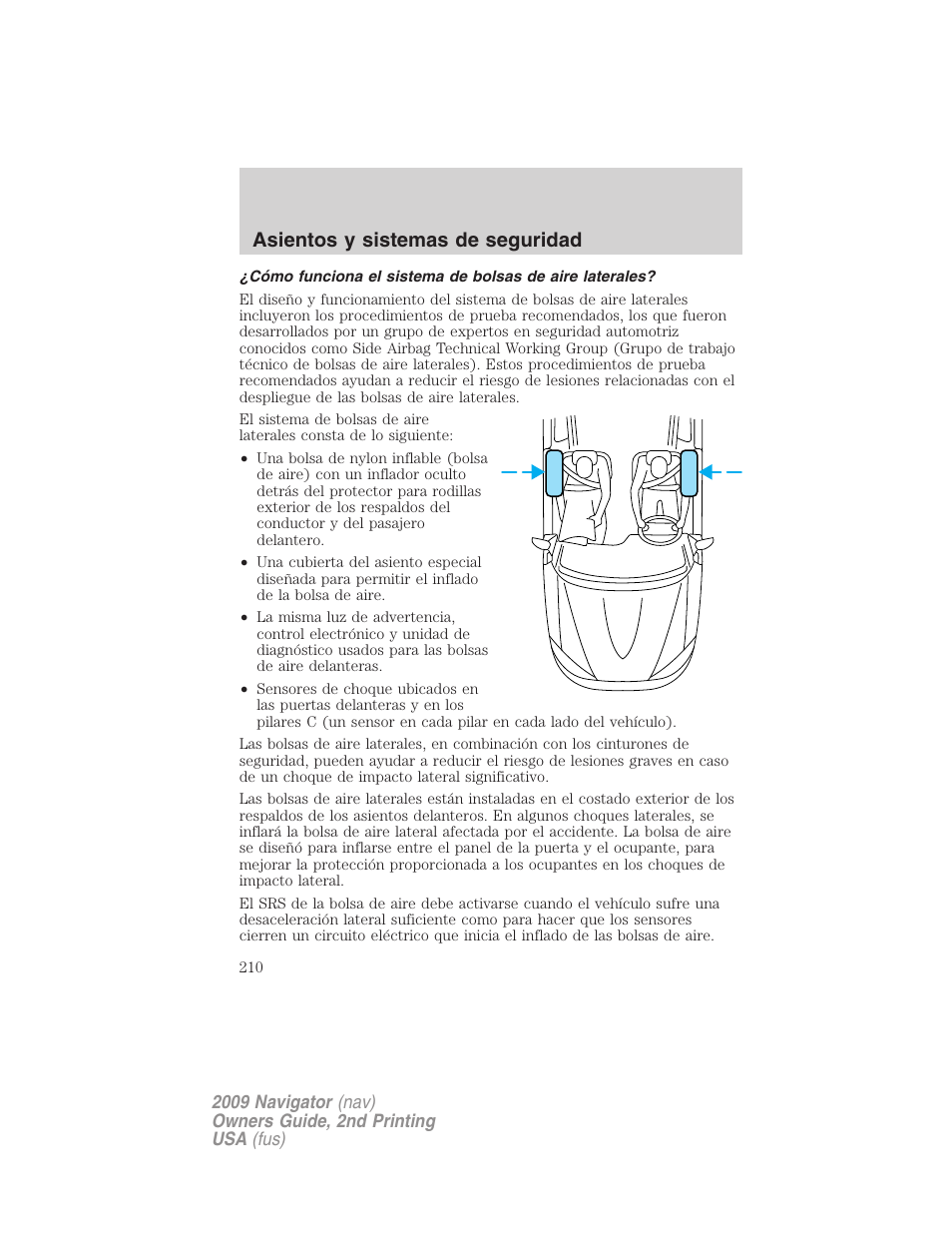 Asientos y sistemas de seguridad | Lincoln 2009 Navigator User Manual | Page 210 / 801