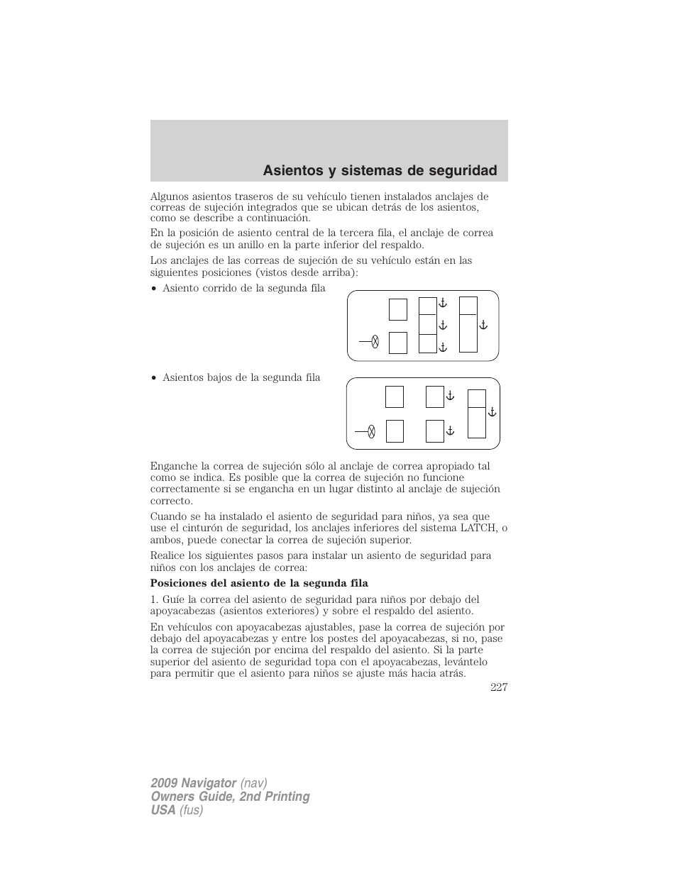 Asientos y sistemas de seguridad | Lincoln 2009 Navigator User Manual | Page 227 / 801