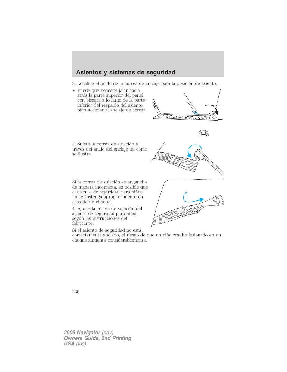 Asientos y sistemas de seguridad | Lincoln 2009 Navigator User Manual | Page 230 / 801