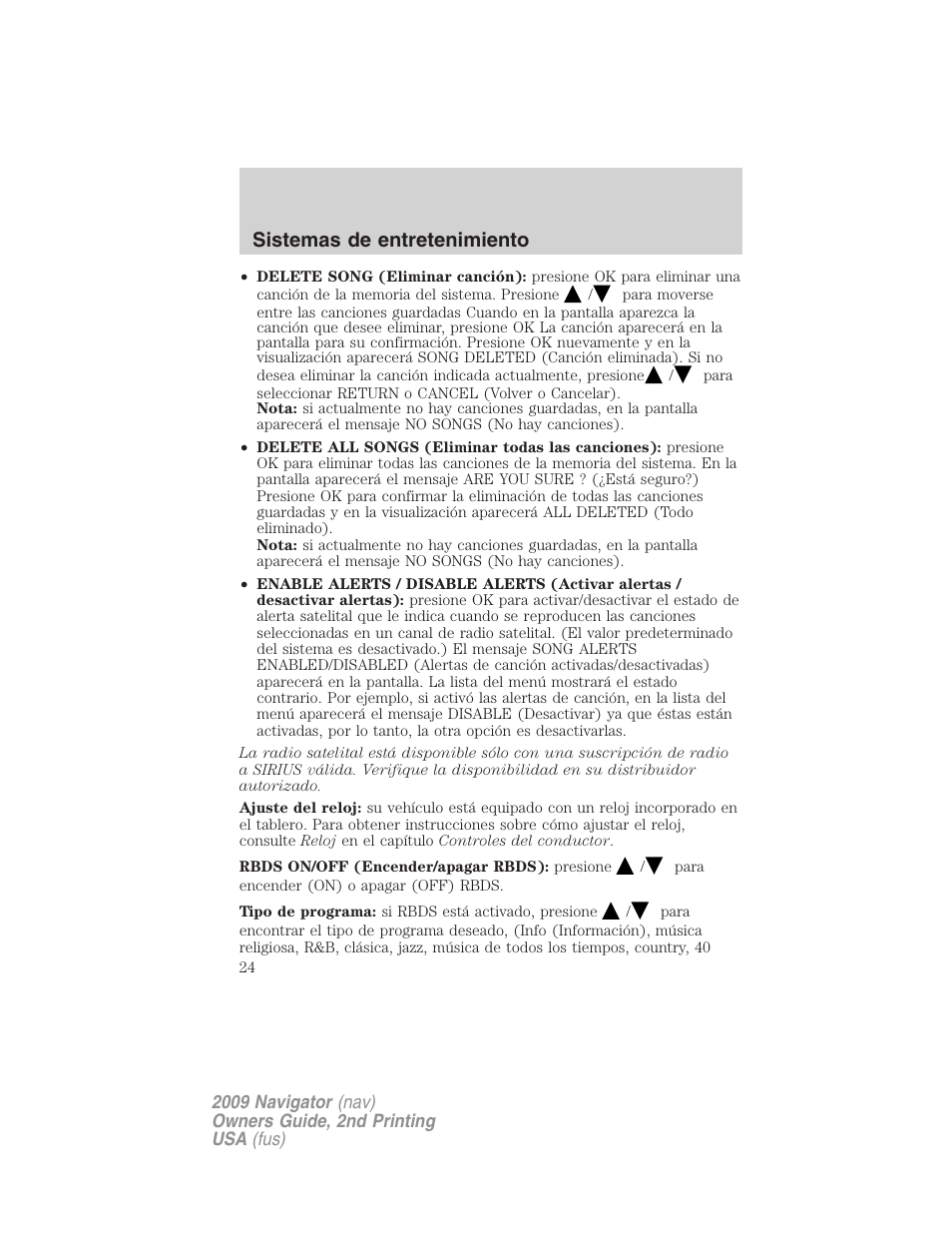 Sistemas de entretenimiento | Lincoln 2009 Navigator User Manual | Page 24 / 801