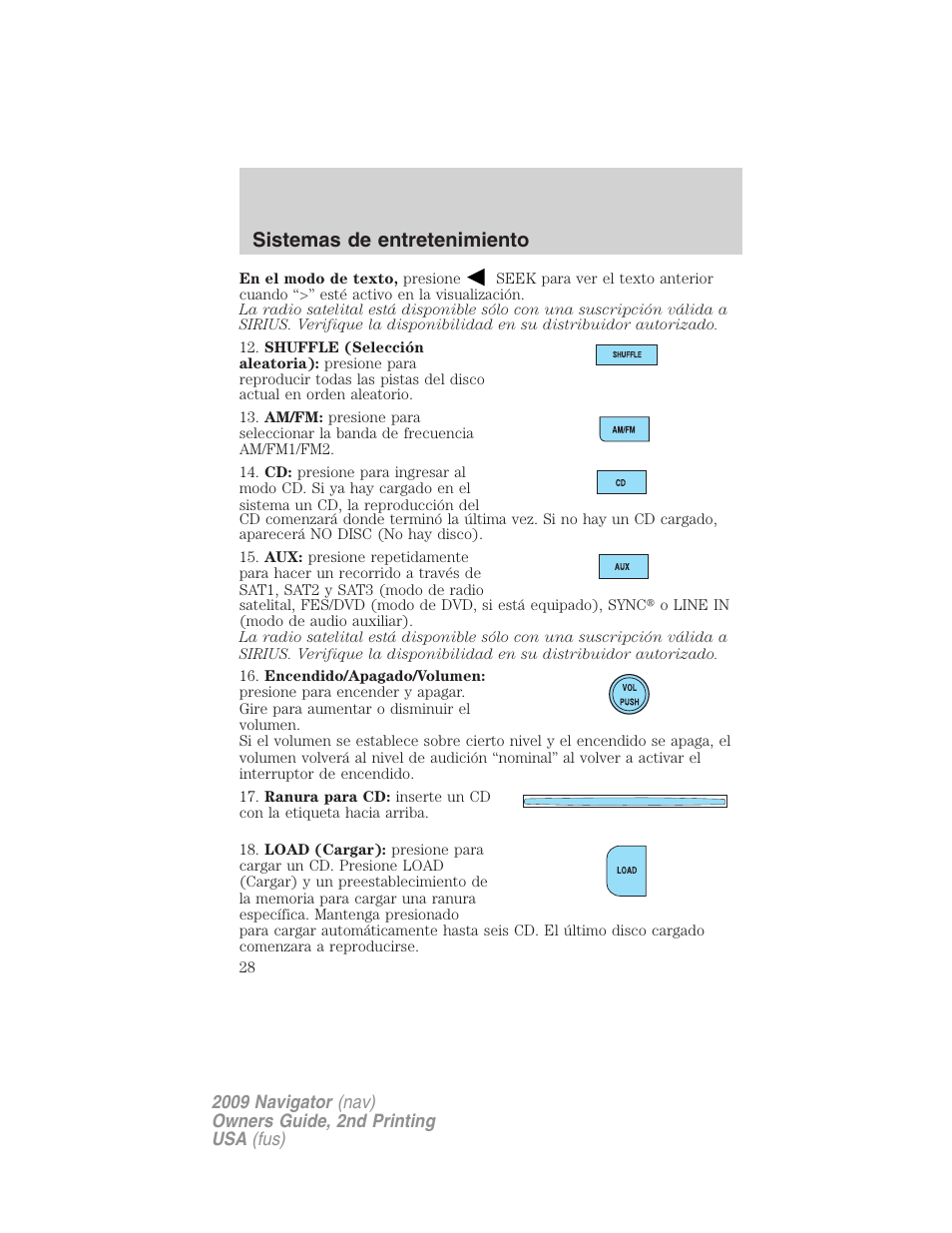 Sistemas de entretenimiento | Lincoln 2009 Navigator User Manual | Page 28 / 801